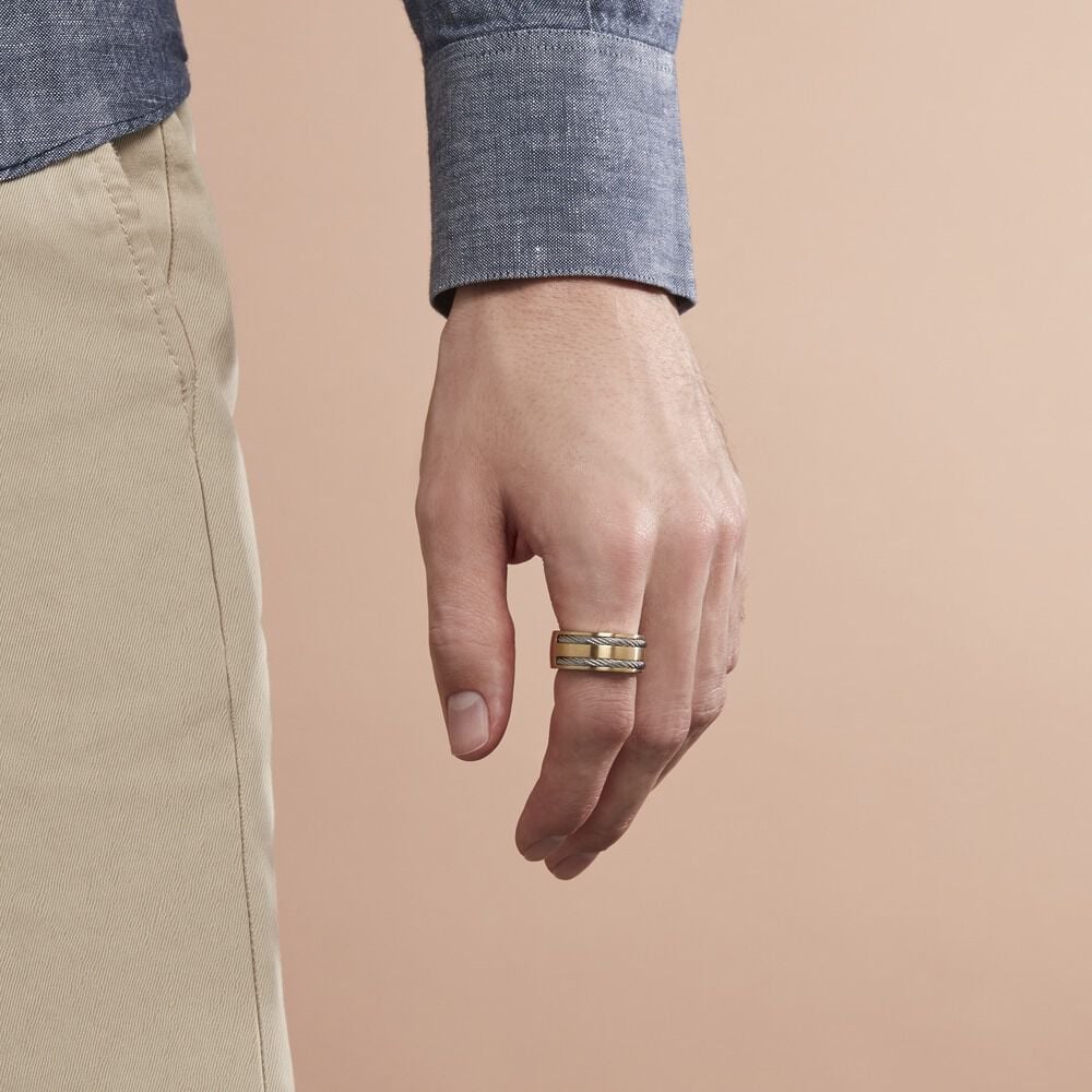 Bague Andro Acier Bicolore - Bijoux fantaisie Homme | Marc Orian
