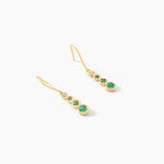Boucles D'oreilles Pendantes Josephine Or Jaune Emeraude - Boucles d'oreilles mariage Femme | Marc Orian