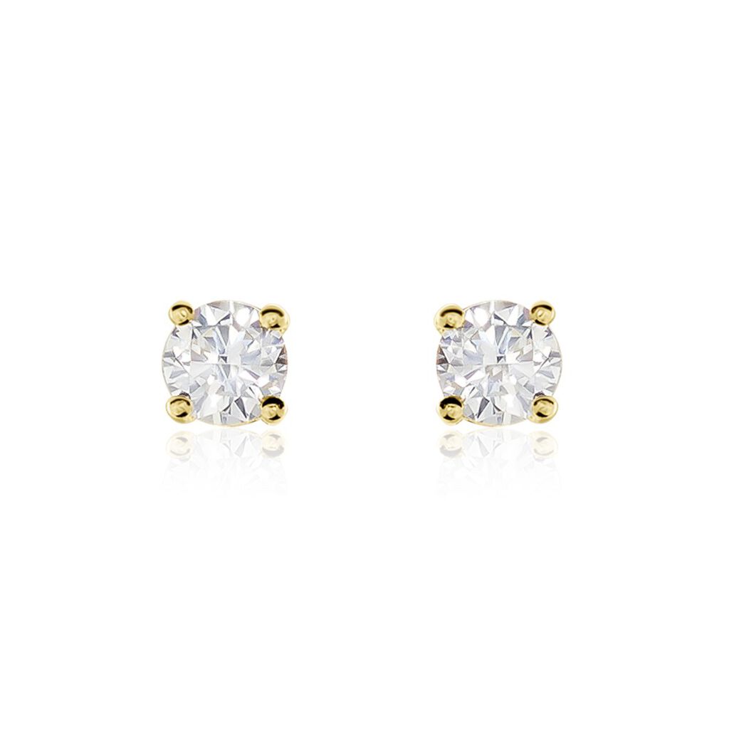Boucles D'oreilles Puces Or Jaune Victoria Diamants - Puces Femme | Marc Orian