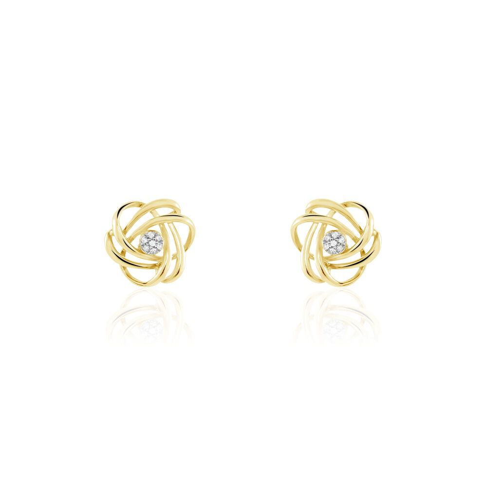 Boucles D'oreilles Puces Or Jaune Abidemi Diamants - Puces Femme | Marc Orian