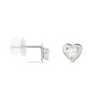 Boucles D'oreilles Puces Daria Coeur Plein Or Blanc Oxyde De Zirconium - Puces Famille | Marc Orian