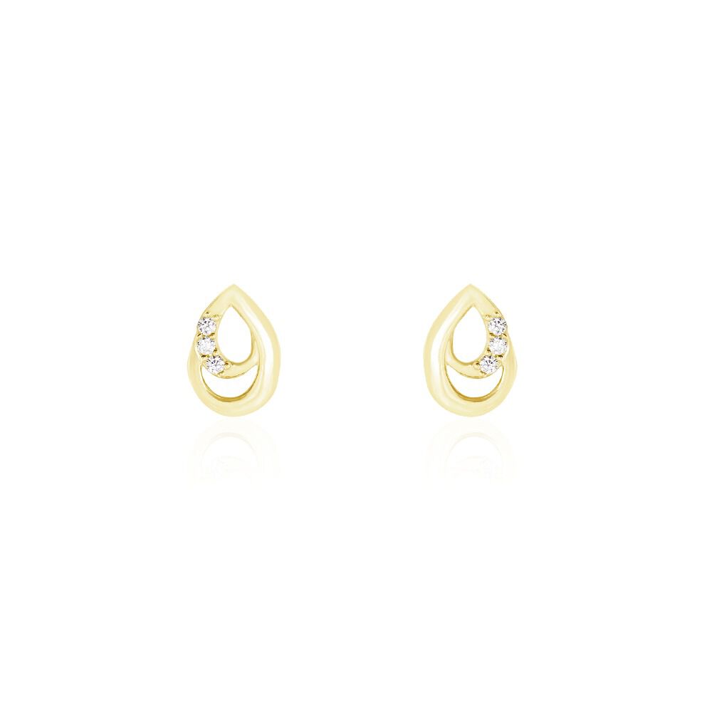 Boucles D'oreilles Puces Helie Goutte Or Jaune Oxyde De Zirconium - Puces Femme | Marc Orian