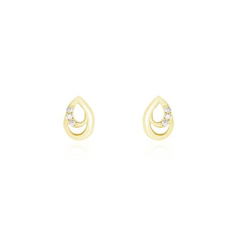 Boucles D'oreilles Puces Helie Goutte Or Jaune Oxyde De Zirconium - Puces Femme | Marc Orian