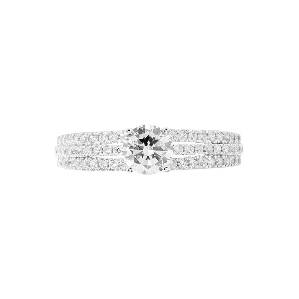 Bague Solitaire Ceridwen 3 Rangs Or Blanc Oxyde De Zirconium - Solitaires Femme | Marc Orian