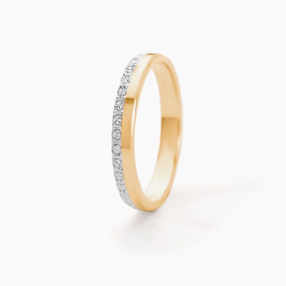 Alliance Fantaisie Diamantee Ruban Plat Or Bicolore - Alliances duo Femme | Marc Orian