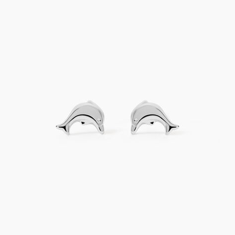 Boucles D'oreilles Puces Fulvie Dauphin 5 Or Blanc - Puces Femme | Marc Orian