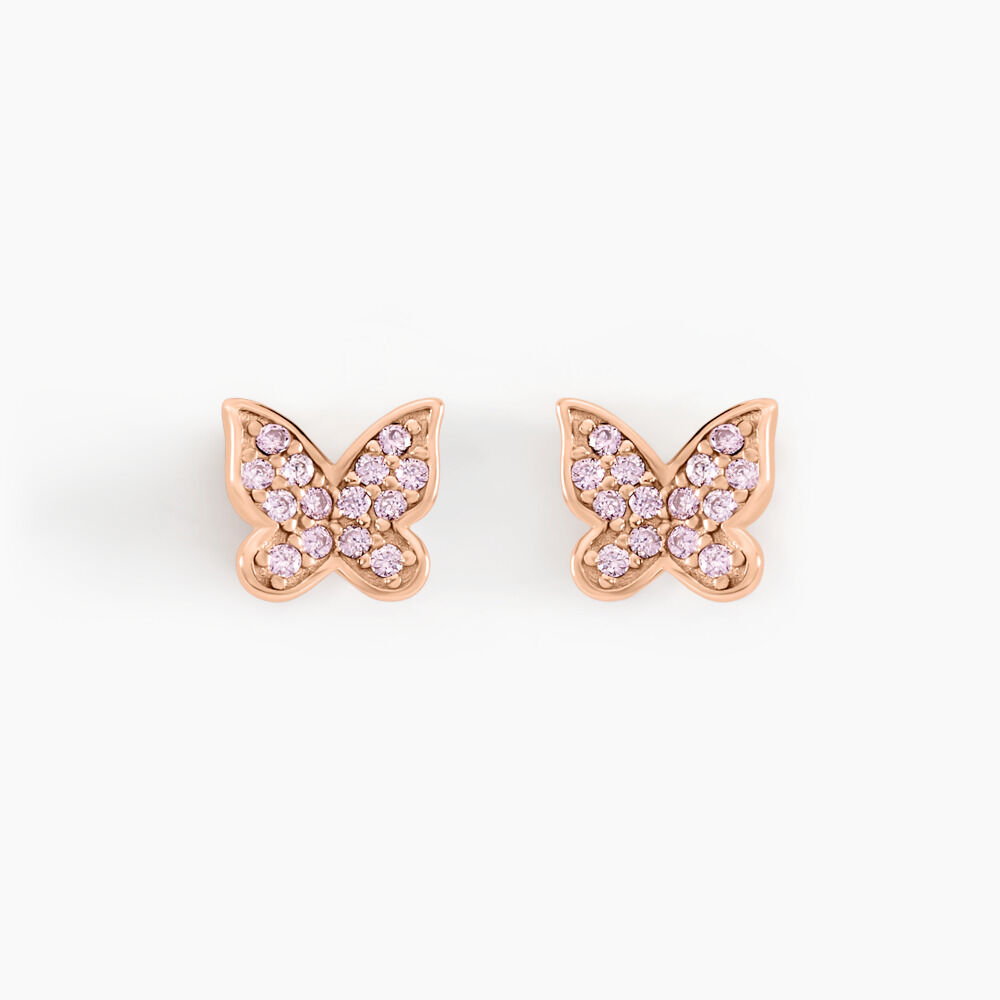 Boucles D'oreilles Puces Anne-lise Argent Rose Oxyde De Zirconium - Puces Femme | Marc Orian