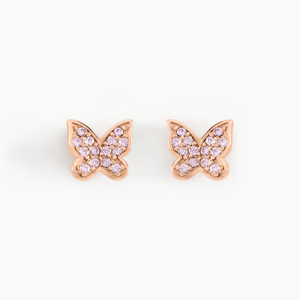 Boucles D'oreilles Puces Anne-lise Argent Rose Oxyde De Zirconium - Puces Femme | Marc Orian