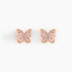 Boucles D'oreilles Puces Anne-lise Argent Rose Oxyde De Zirconium - Puces Femme | Marc Orian