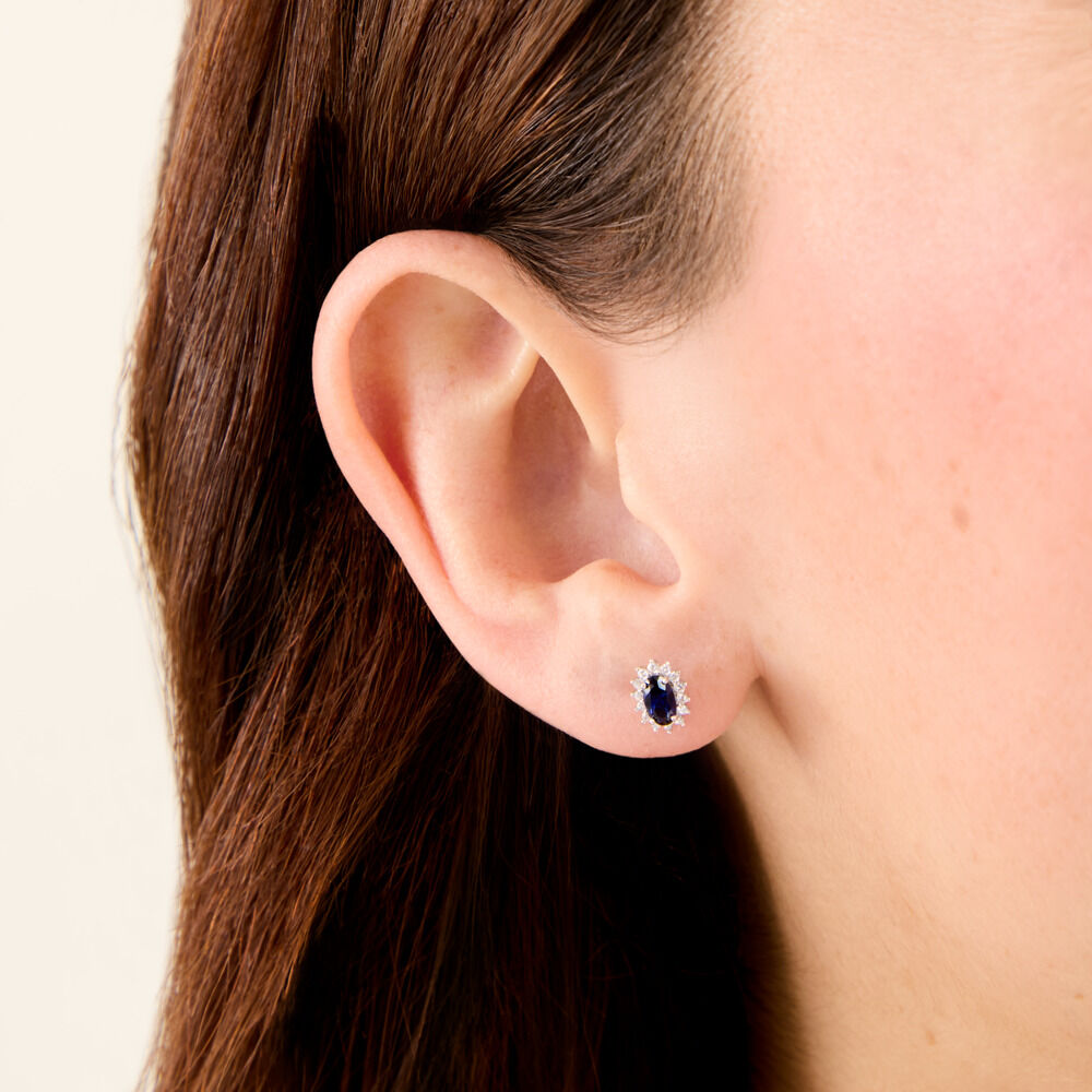 Boucles D'Oreilles Puces Liz Argent Blanc Pierre De Synthese Oxyde De Zirconium - Puces Femme | Marc Orian