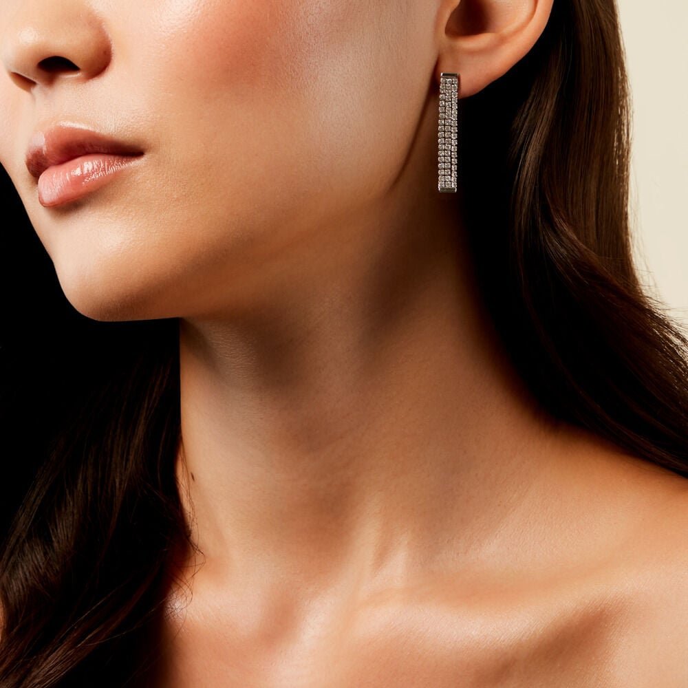 Boucles D'Oreilles Pendantes Serenna Argent Blanc Oxyde De Zirconium - Pendantes Femme | Marc Orian