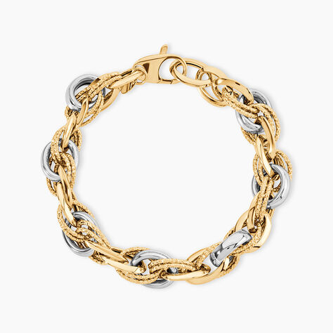 Bracelet Joice Maille Altern&eacute;e Et Godronne Or Bicolore - Bracelets mailles Femme | Marc Orian
