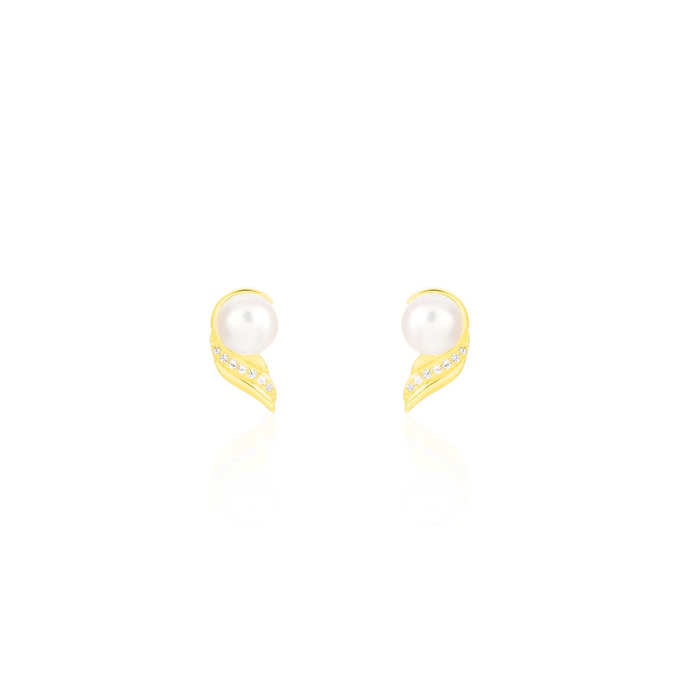 Boucles D'oreilles Puces Antoinette Or Jaune Perle De Culture - Puces Femme | Marc Orian