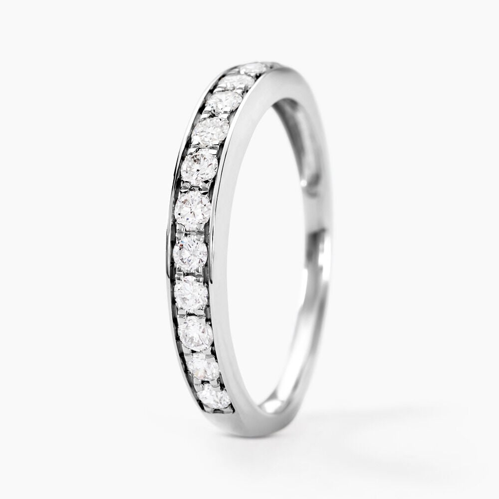Alliance Rhea Ld Platine Blanc Diamant Synthétique - Alliances avec pierres Femme | Marc Orian
