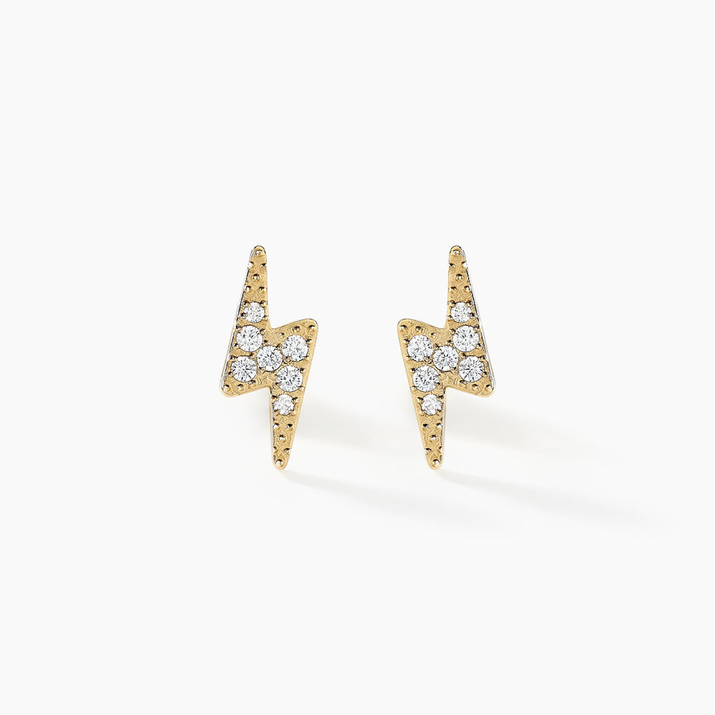 Boucles D'oreilles Puces Acier Doré Cristal - Puces Femme | Marc Orian