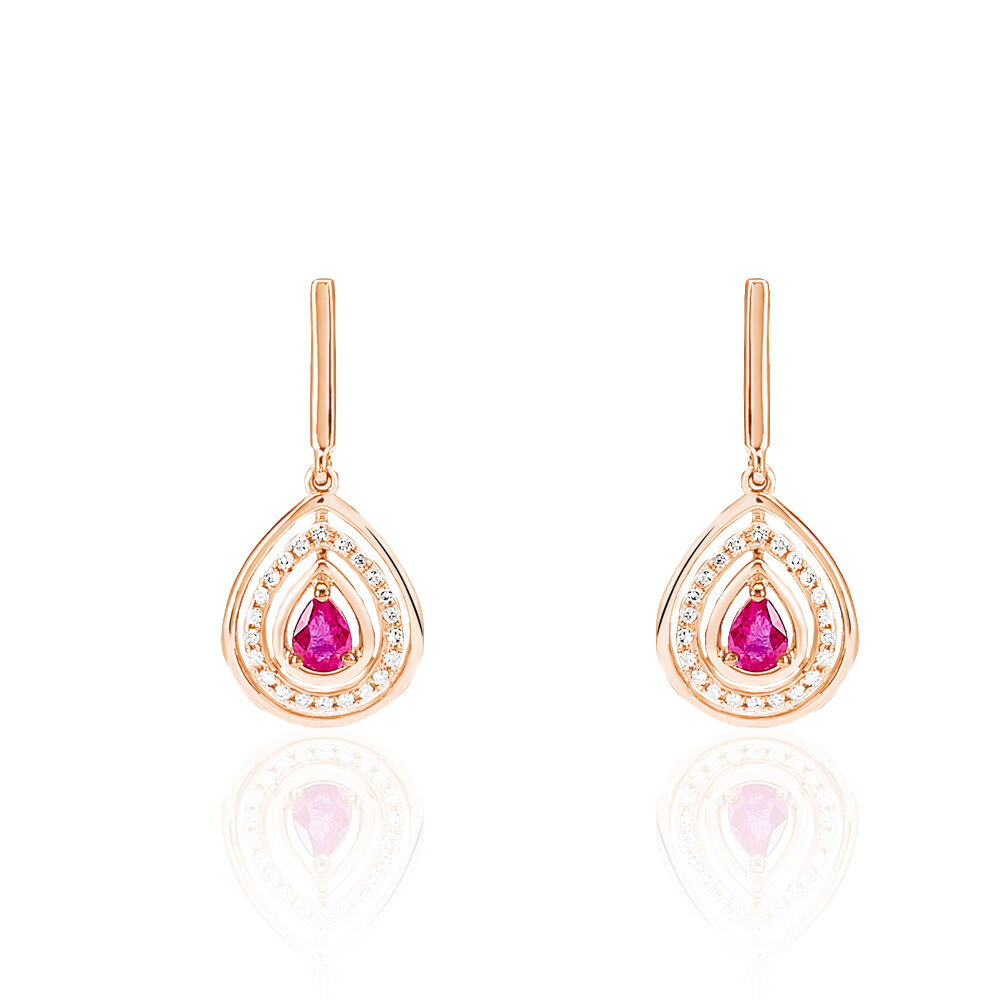 Boucles D'oreilles Pendantes Louise Or Rose Saphir Et Diamant - Pendantes Femme | Marc Orian