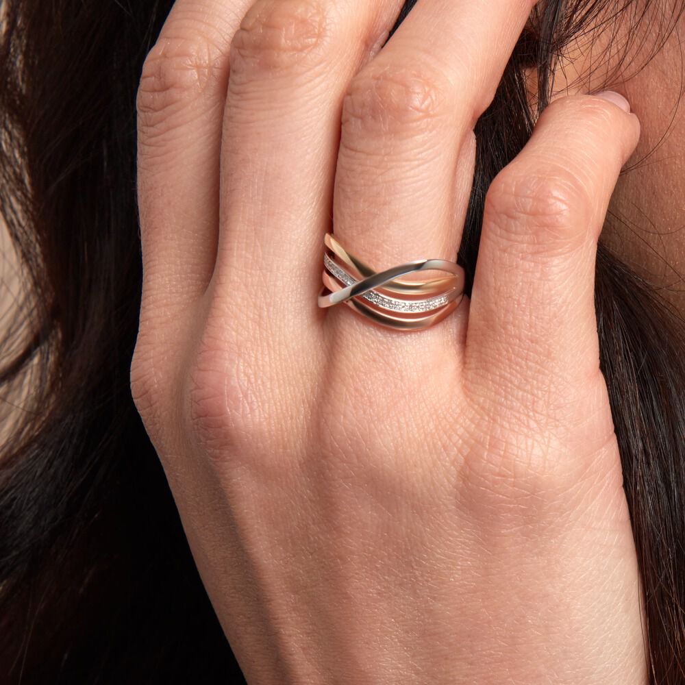 Bague Volya Or Tricolore Diamant - Bagues pierres précieuses Femme | Marc Orian