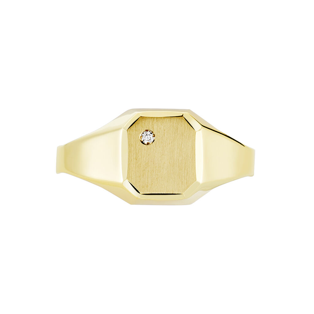Chevalière Carree Or Jaune Oxyde De Zirconium - Chevalières Famille | Marc Orian