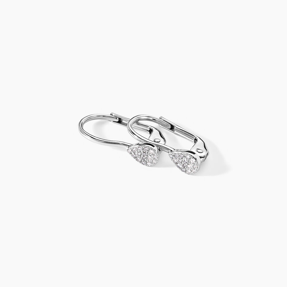 Boucles D'oreilles Pendantes Or Blanc Urzula Diamants - Pendantes Femme | Marc Orian