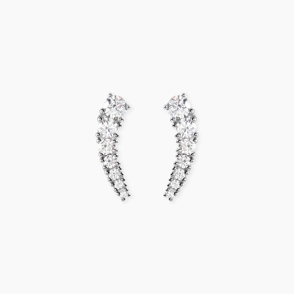 Boucles D'oreilles Grimpantes Aldrick Argent Blanc Oxyde De Zirconium - Piercings d'oreilles Femme | Marc Orian