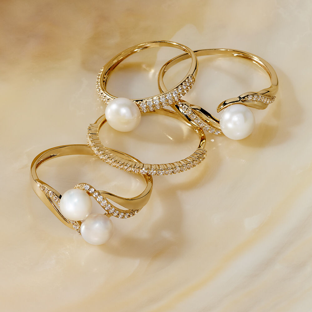 Bague Maria-francoise Or Jaune Perle De Culture Et Oxyde De Zirconium - Bagues de promesse Femme | Marc Orian