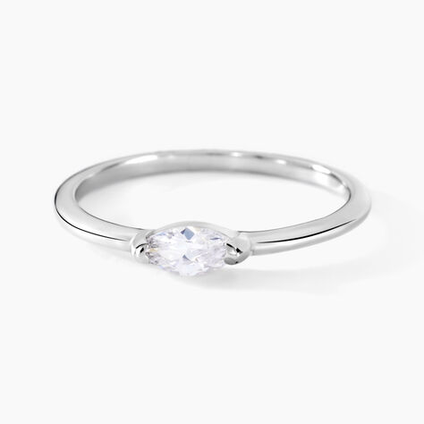 Bague Navette Argent Blanc Oxyde De Zirconium - Solitaires Femme | Marc Orian