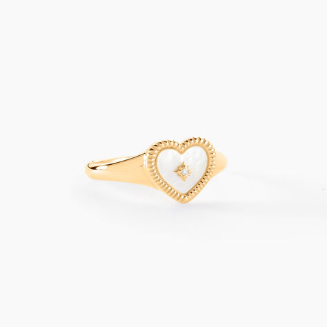 Chevalière Bronte Or Jaune Nacre Diamant - Chevalières Femme | Marc Orian