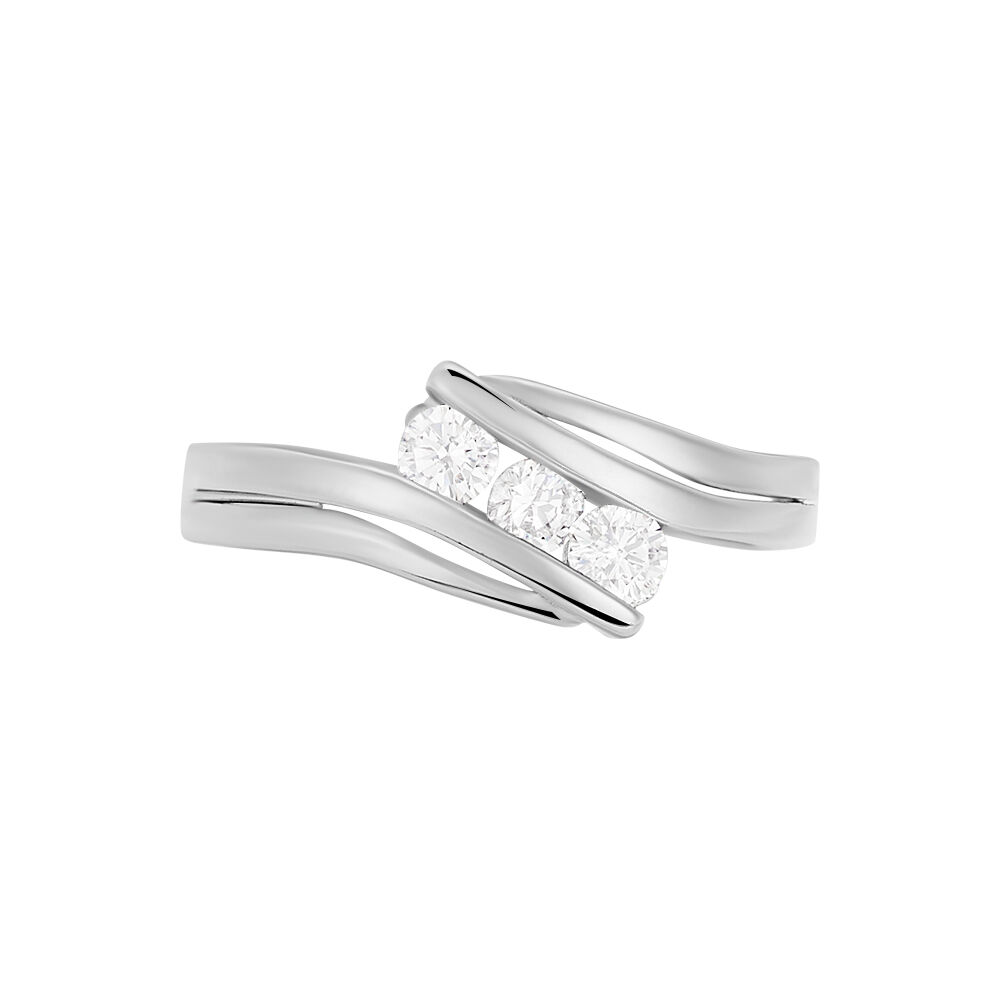 Bague Cascade Argent Blanc Oxyde De Zirconium - Bagues fiançailles Femme | Marc Orian