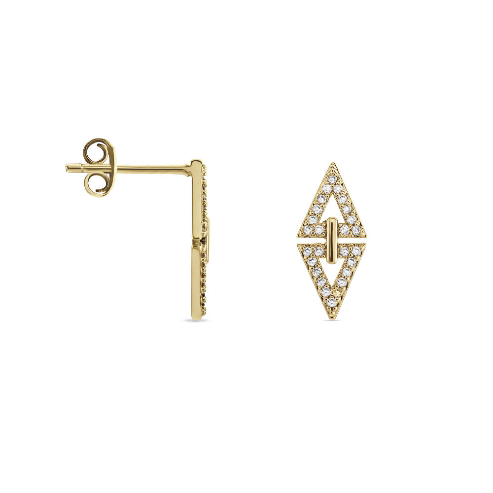 Boucles D'oreilles Izia Plaqué Or Jaune Oxydes De Zirconium - Puces Femme | Marc Orian