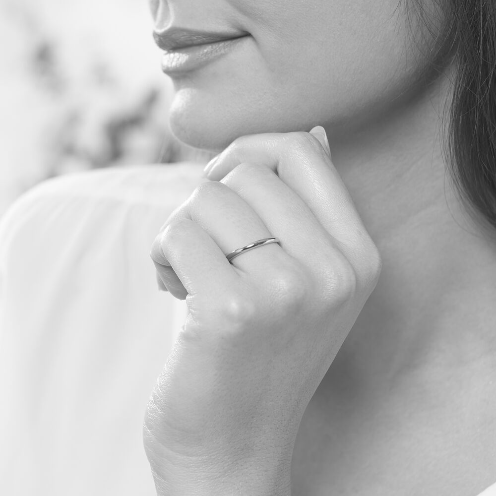 Alliance Aphroditia Demi Jonc Bomb&eacute; Platine Blanc - Alliances duo Famille | Marc Orian