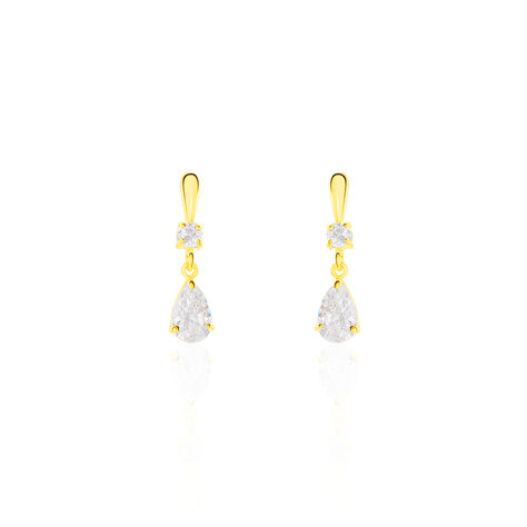 Boucles D'oreilles Pendantes Goutte Or Jaune Oxyde De Zirconium - Boucles d'oreilles Pendantes Femme | Marc Orian