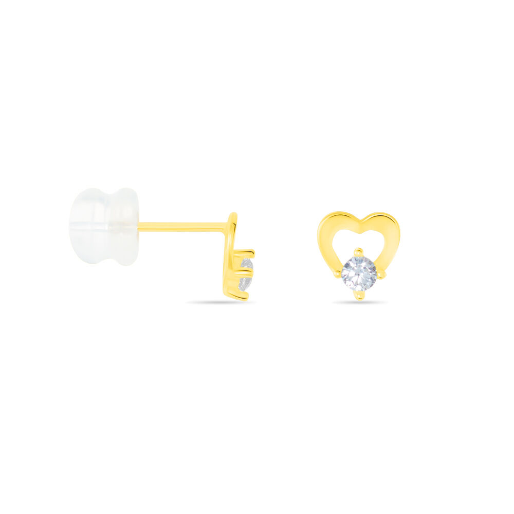 Boucles D'oreilles Puces Daria Cœur Or Jaune Oxyde De Zirconium - Puces Femme | Marc Orian