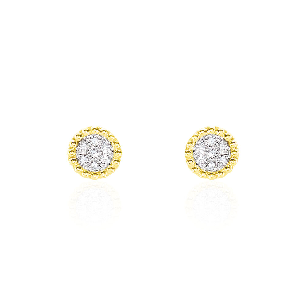 Boucles D'oreilles Puces Vaina Or Jaune Diamant - Puces Femme | Marc Orian