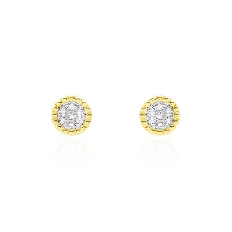 Boucles D'oreilles Puces Vaina Or Jaune Diamant - Puces Femme | Marc Orian