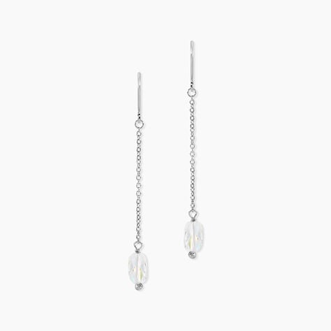 Boucles D'oreilles Pendantes Franz Argent Blanc Cristaux De Swarovski - Pendantes Femme | Marc Orian