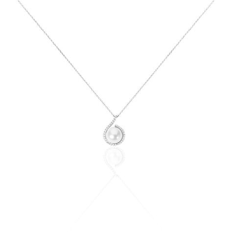Collier Lucinda Or Blanc Perle De Culture Et Oxyde De Zirconium - Colliers avec pierres Femme | Marc Orian