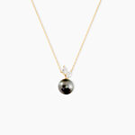 Collier Giuseppe Or Jaune Perle De Tahiti Oxyde Zirconium - Colliers avec pierres Femme | Marc Orian