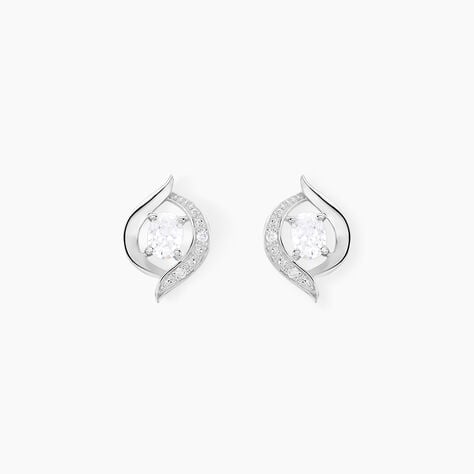 Boucles D'oreilles Puces Or Blanc Lydia Oxydes De Zirconium - Puces Femme | Marc Orian