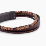 Bracelet Jourdan Cuir De Vache Noir H&eacute;matite Onyx - Bracelets cuir Homme | Marc Orian