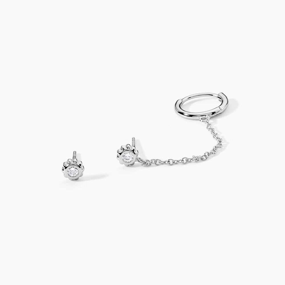 Boucles D'oreilles D&eacute;pareill&eacute;es Macha Argent Blanc Oxyde De Zirconium - Bijoux fantaisie Femme | Marc Orian