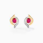 Boucles D'oreilles Puces Lydia Or Bicolore Rubis - Boucles d'oreilles mariage Femme | Marc Orian