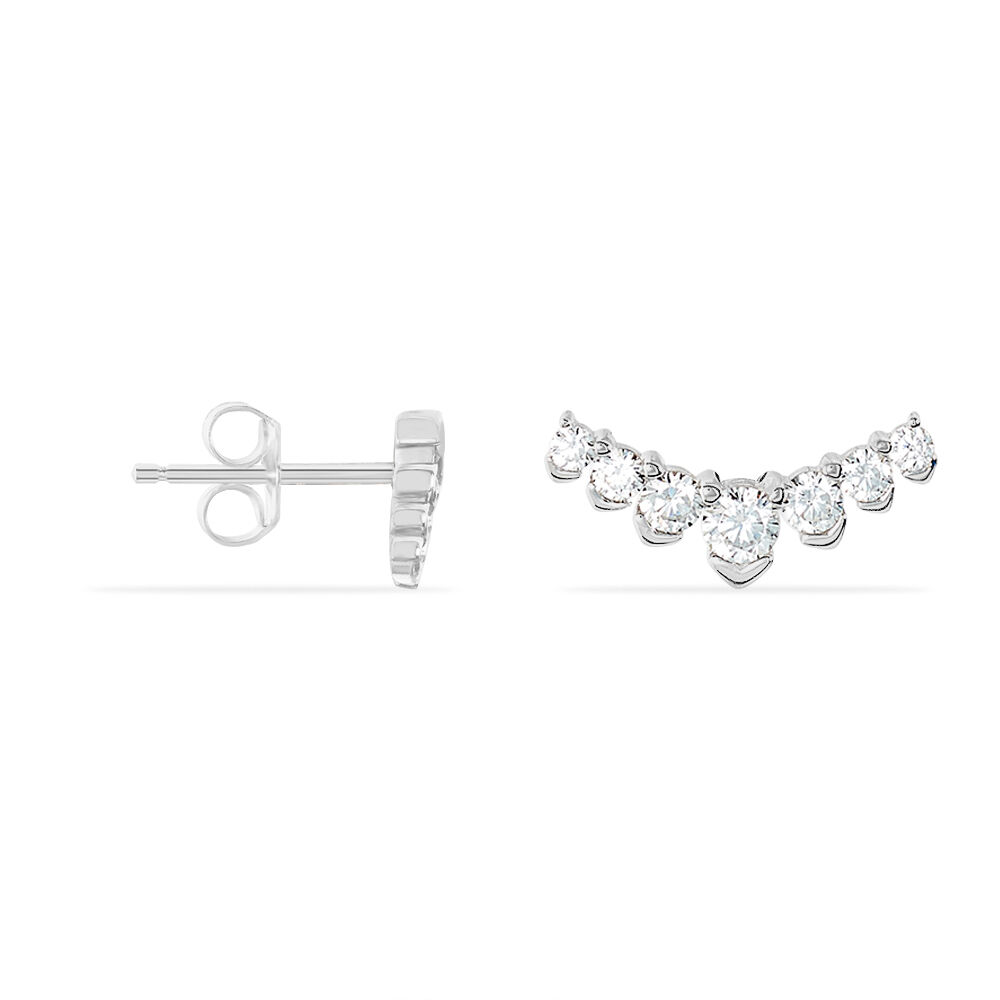 Boucles D'oreilles Puces Zuina Argent Blanc Oxyde De Zirconium - Puces Femme | Marc Orian