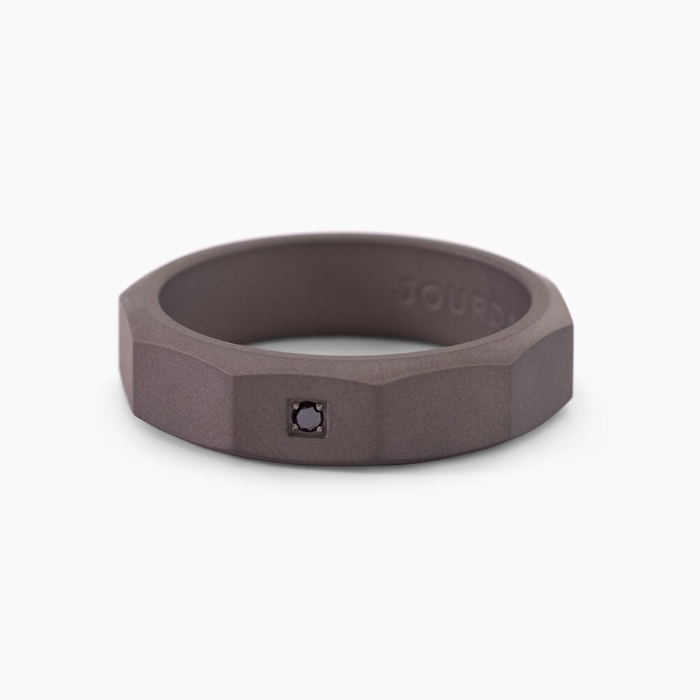 Bague Titane Gris Diamant - Bagues pierres pr&eacute;cieuses Homme | Marc Orian