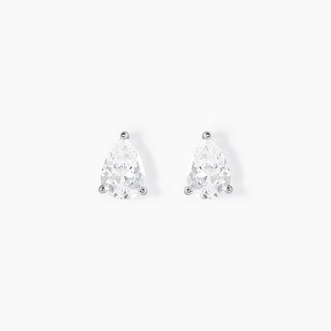 Boucles D'oreilles Puces Clarysse Argent Blanc Oxyde De Zirconium - Puces Femme | Marc Orian