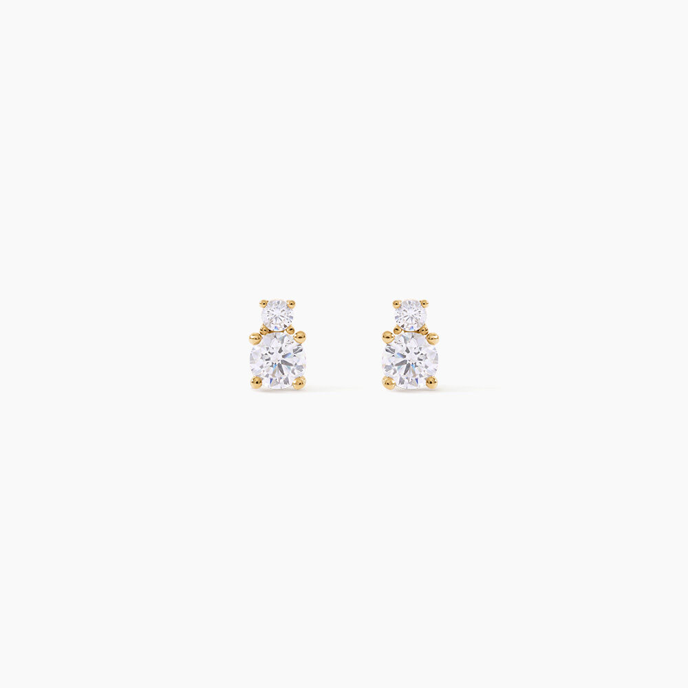 Boucles D'Oreilles Puces Constancia Argent Dor&eacute; A L'Or 750/1000 Oxyde De Zirconium - Puces Enfant | Marc Orian