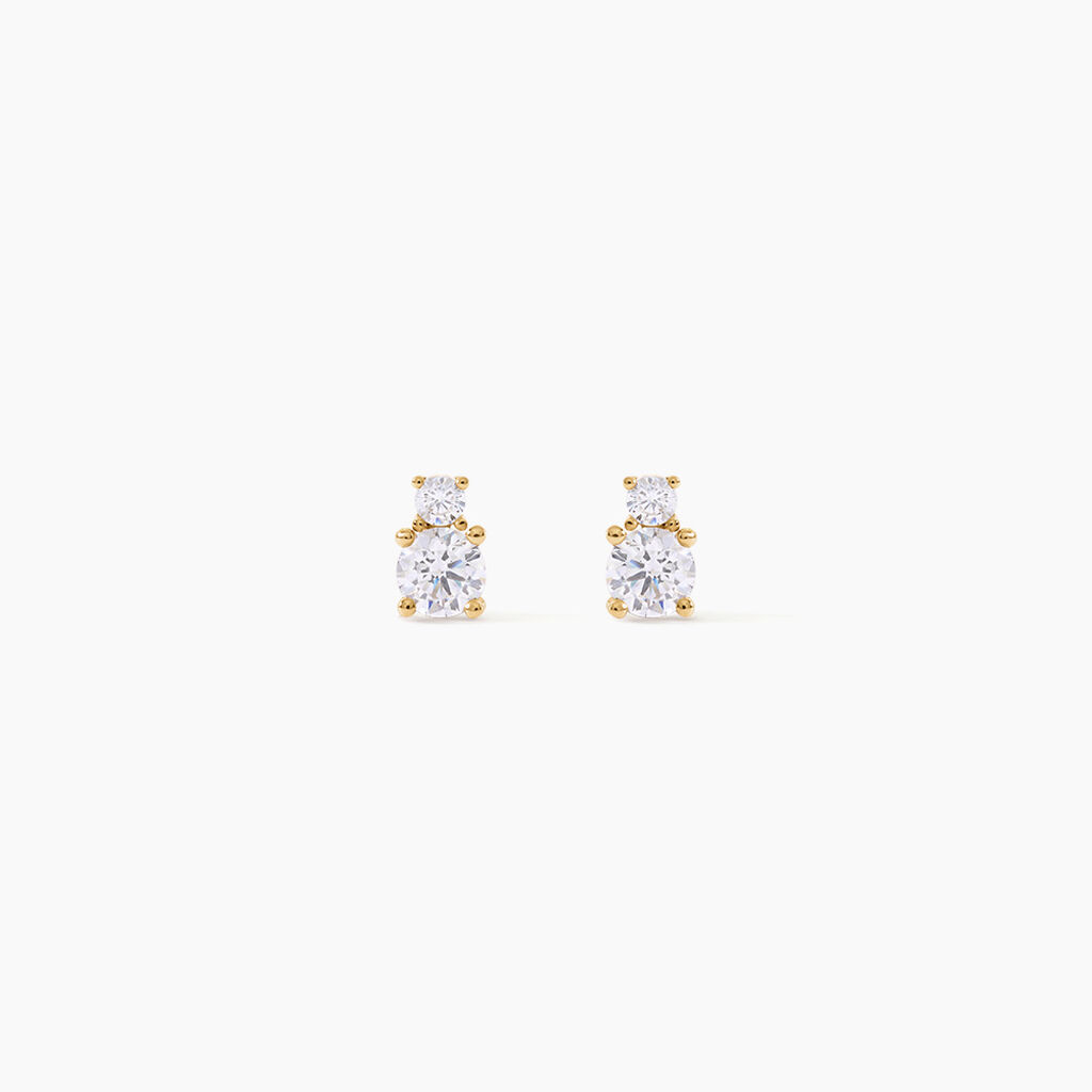 Boucles D'Oreilles Puces Constancia Argent Dor&eacute; A L'Or 750/1000 Oxyde De Zirconium - Puces Enfant | Marc Orian
