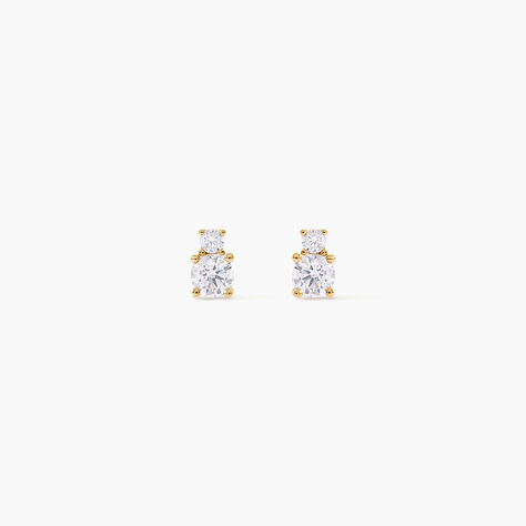 Boucles D'Oreilles Puces Constancia Argent Dor&eacute; A L'Or 750/1000 Oxyde De Zirconium - Puces Enfant | Marc Orian