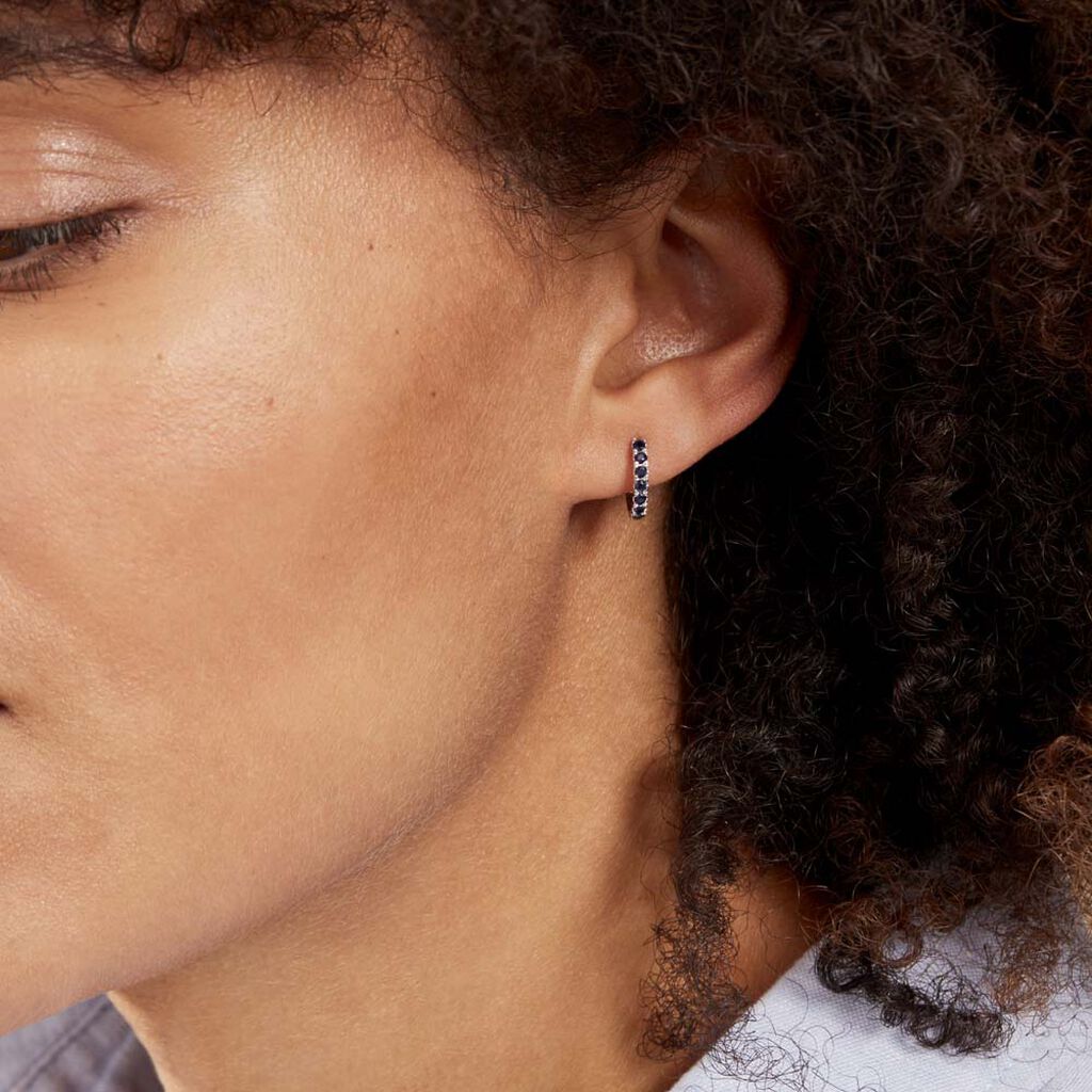 Créoles Or Blanc Killian Saphir - Boucles d'oreilles pierres précieuses Femme | Marc Orian