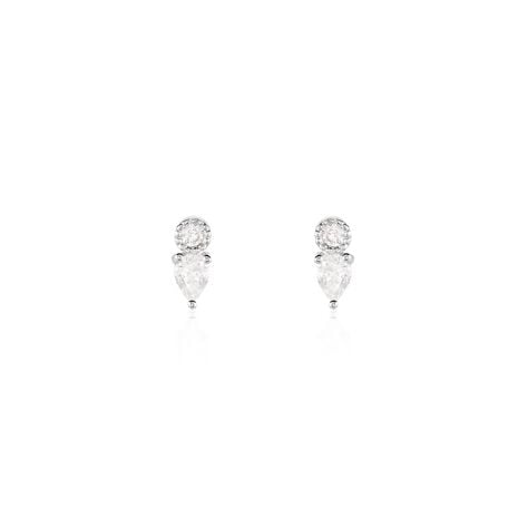 Boucles D'oreilles Puces Argent Blanc Delya Oxyde De Zirconium - Puces Femme | Marc Orian