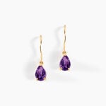 Boucles D'oreilles Pendantes Goutte Or Jaune Amethyste - Pendantes Femme | Marc Orian